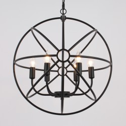 Large black store globe chandelier